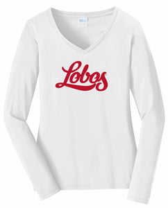 Ladies UNM Lobos Glitter Script Long Sleeve Shirt