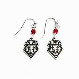 Lobo Shield Earrings with Red Crystal Bead