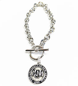 UNM Est. 1889 Monogram Silver Toggle Bracelet