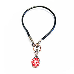 Red Lobo Paw Charm on Leather Toggle Bracelet