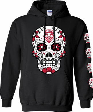 Black Lobo Sugar Skull Hoodie-Adult