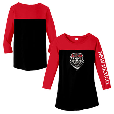 UNM Ladies 3/4 Sleeve Tee
