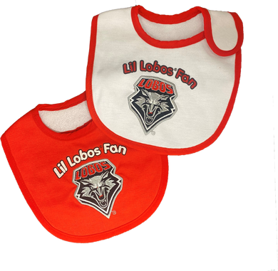Lil Lobos Fan Red and White Bib 2-Pack