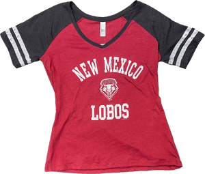 Ladies Lobos Retro Jersey V-Neck Tee