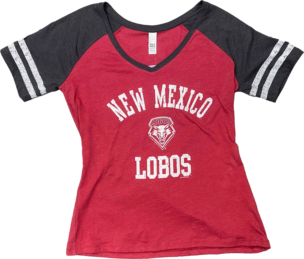 Ladies Lobos Retro Jersey V-Neck Tee