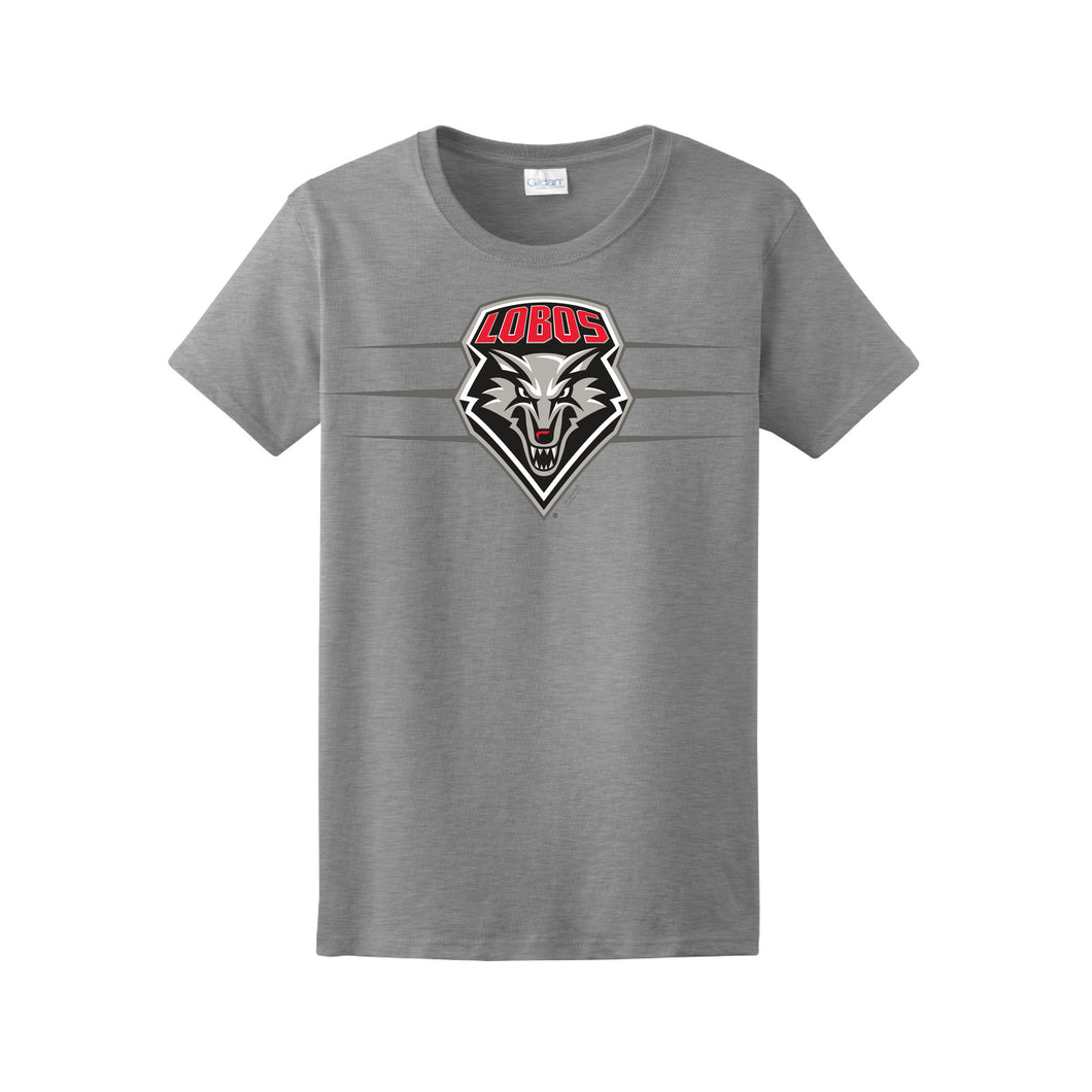 Gray Lobos Shield with Stripes Performance Tee