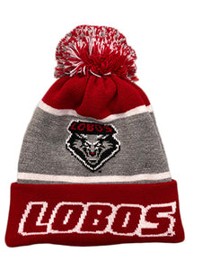 UNM Shield Knit Beanie with Pom